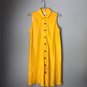 Talbots bright yellowish Gold linen dress sz12